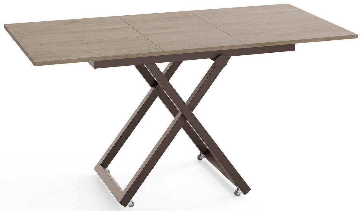 COUCHTISCH Axen höhenverstellbar ausziehbar, Eiche Braun 120-160/80/38-75 cm - Eichefarben/Braun, Holzwerkstoff/Metall (80/160/75cm) - WFL GROUP