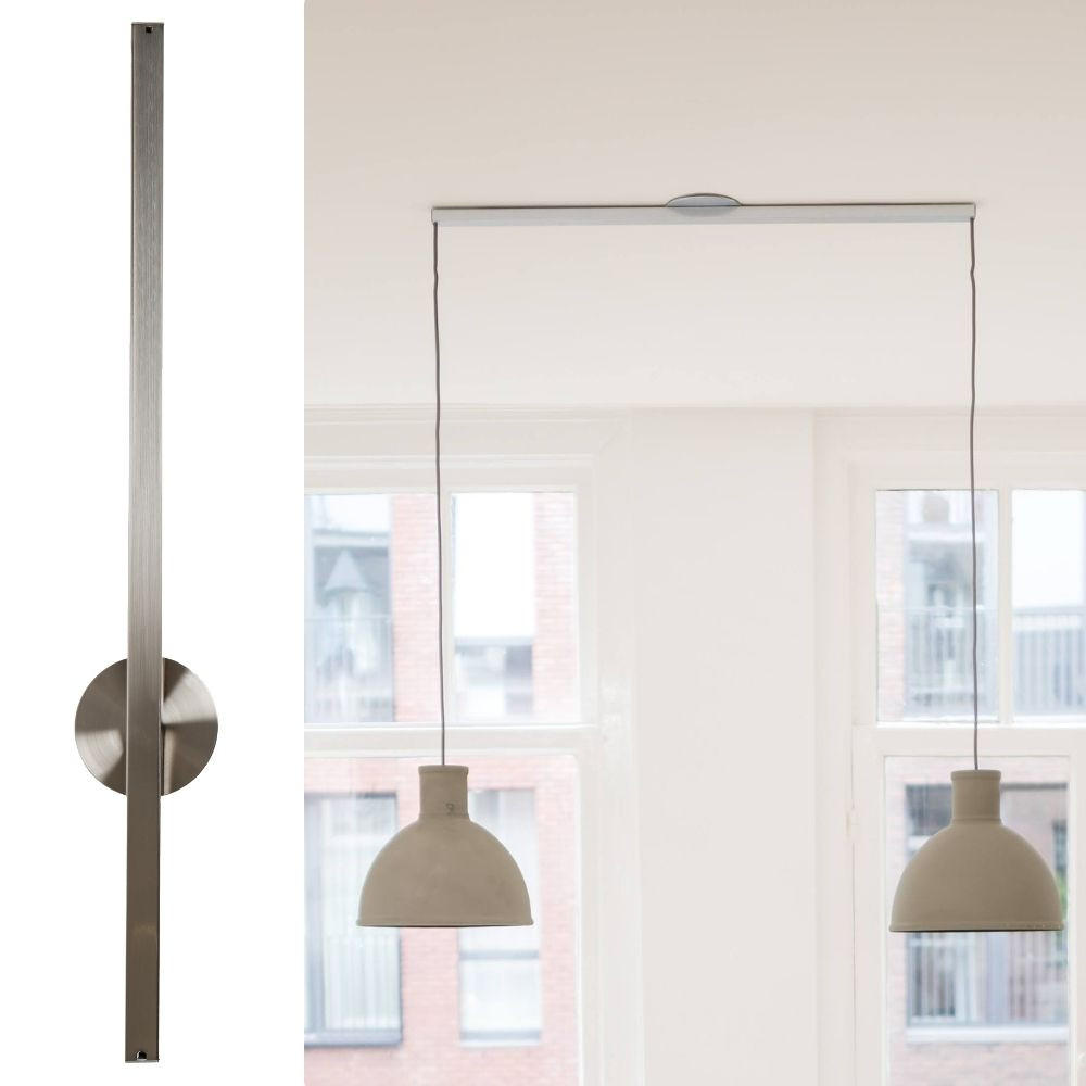 AUFHÄNGESYSTEM für zwei Hängelampen - Twin - 90cm - Edelstahl - Verstellbare Lampenaufhängung - Pendelleuchten Schieben und Drehen - Edelstahlfarben, Metall (90/3/2cm) - Lightswing®