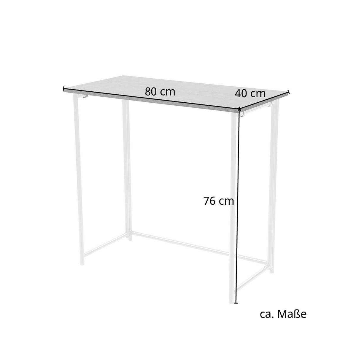 SCHREIBTISCH Klappbar Schmal Platzsparend Mehrzweck-Computertisch 80x40x76cm Weiß - Weiß, Holz (40/80/76cm) - SVITA