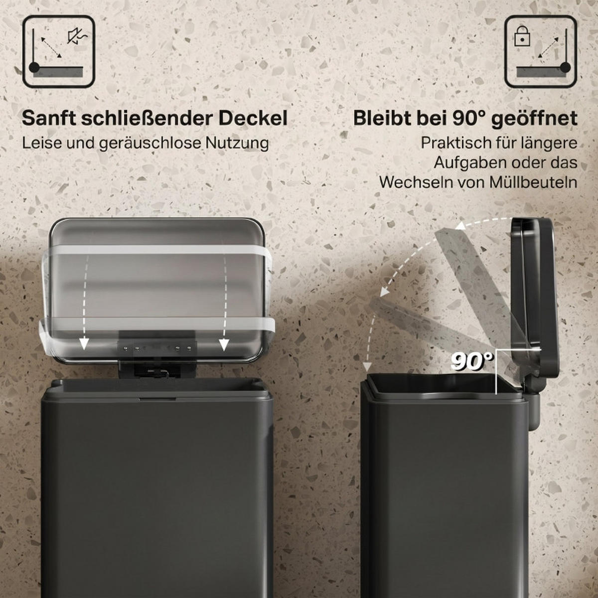 ABFALLEIMER - Schwarz, Metall (30.6/44.2/34.2cm)