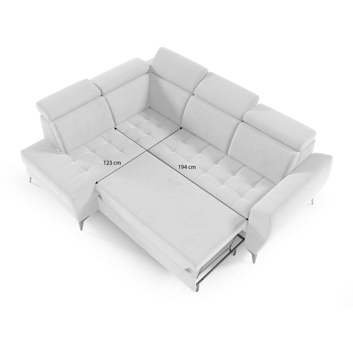 ECKSCHLAFSOFA Aurora II mit verstellbare Kopfstützen, Beige, links - Beige/Schwarz, Textil (266/204cm) - Beautysofa