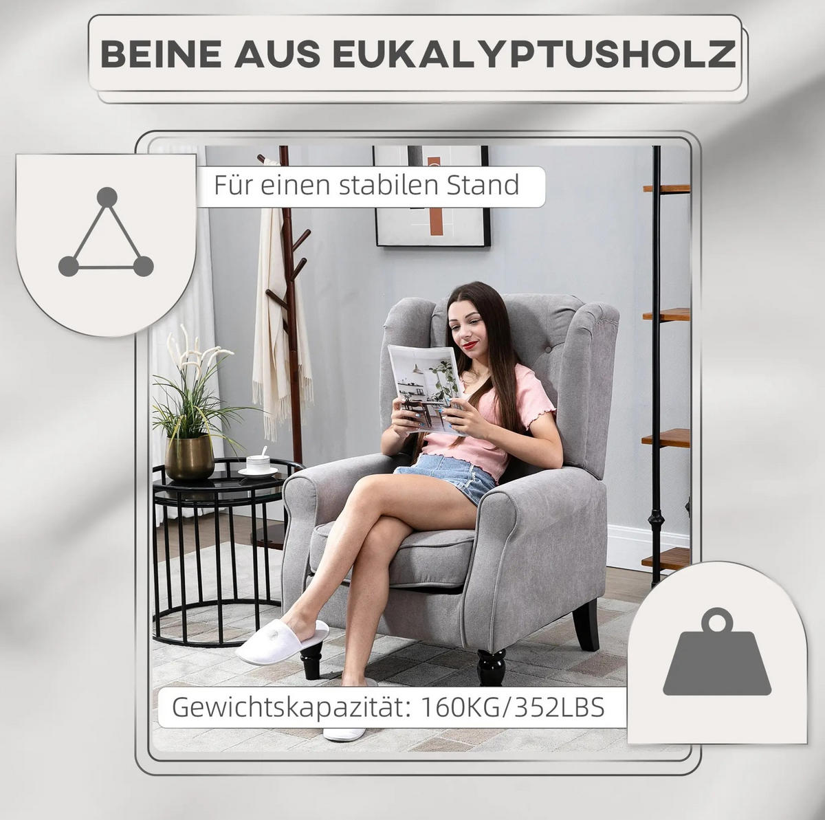 KŘESLO 86/74/102 cm s vysokým opěradlem a knoflíkovým prošíváním, polyester, Šedá - šedá, textil (86/102/74cm) - Redom