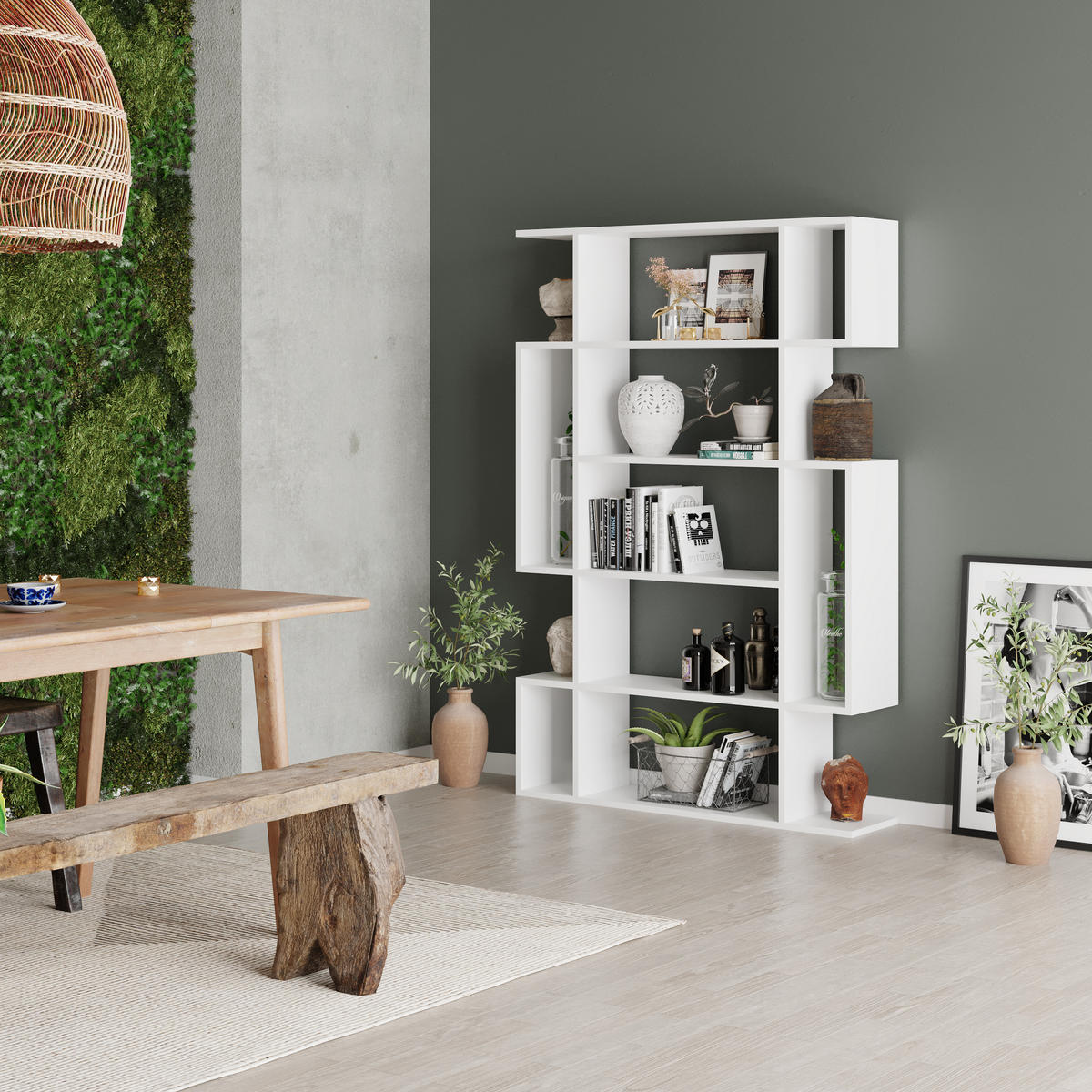 BÜCHERREGAL Mito Weiß 108,5/25,5/161 cm - Weiß, Holzwerkstoff (108.6/160.8/25.3cm) - Decortie