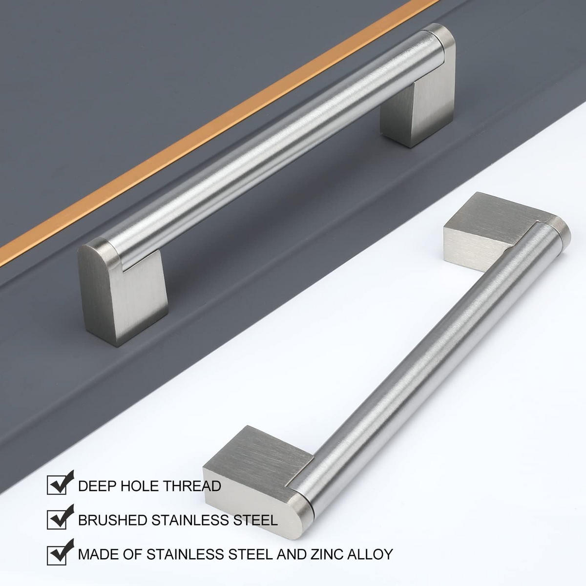 MÖBELGRIFF Nickel Gebürstet 10er-Set 128 mm Edelstahl - Silberfarben, Metall (0.14/3.6/1.49cm)