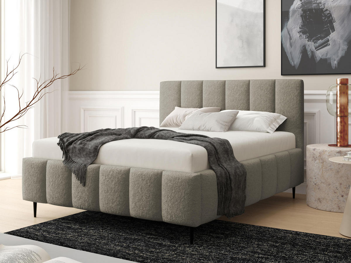 POLSTERBETT Lunaro Leg - Hellbraun/Schwarz, Holz/Textil (140/200cm) - MIRJAN24