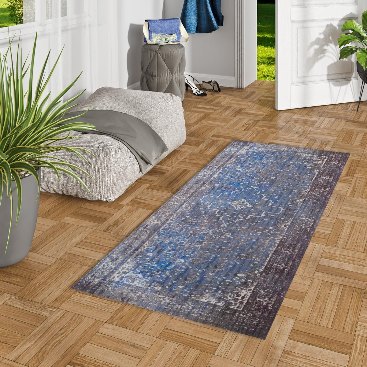 KÜCHENLÄUFER TEPPICH TRENDY ORIENT VINTAGE - Blaugrau, Textil (45/145cm) - Pergamon