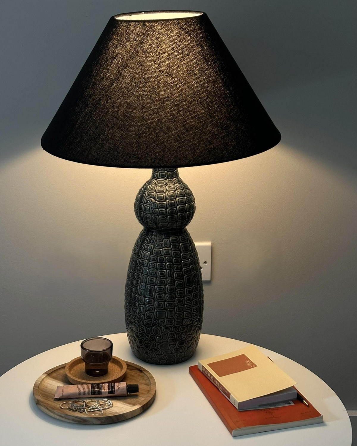 STOLNÍ LAMPA Matina 40/40/60 cm - modrá, keramika (40/40/60cm) - Beliani