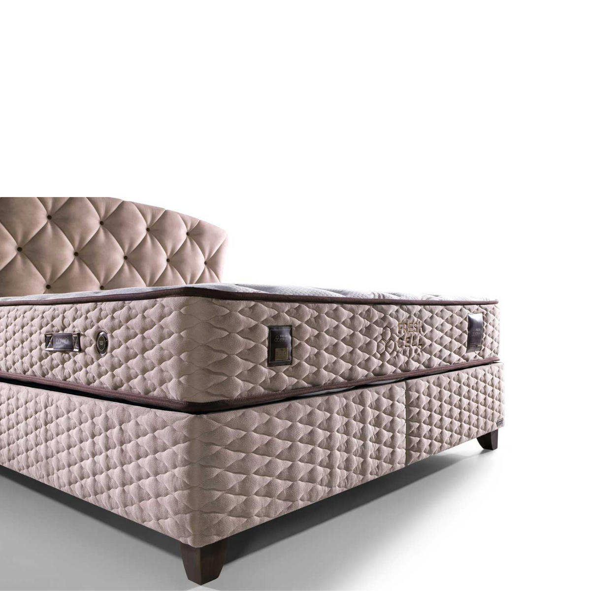 BOXSPRINGBETT Bambi Bett mit Matratze Freshcell Set 180x200 - Braun, Holz/Metall (180/200cm) - Bambi