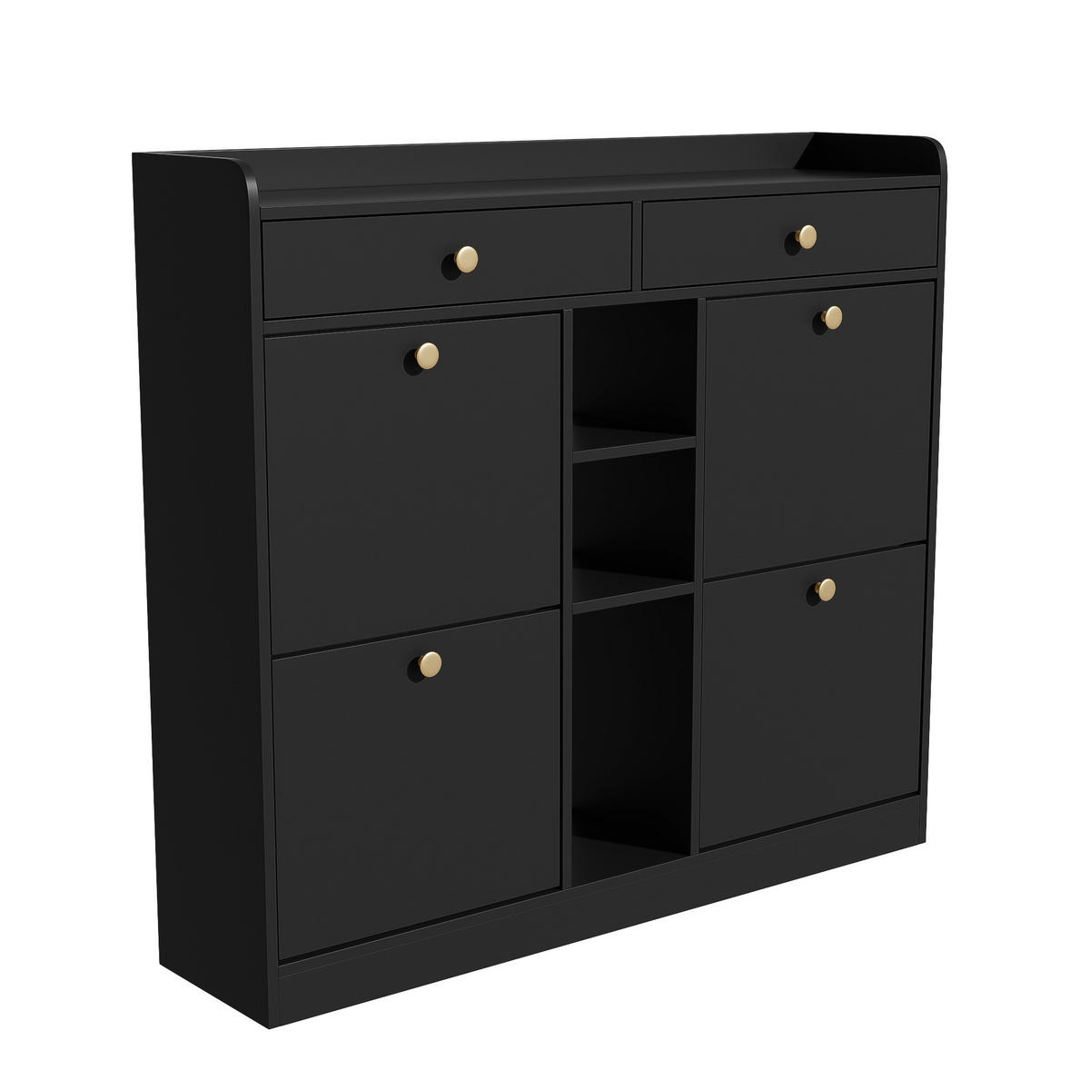 SCHUHSCHRANK Schwarz 110/26/100 cm - Schwarz, Holzwerkstoff (110/100/26cm) - PANGIVO