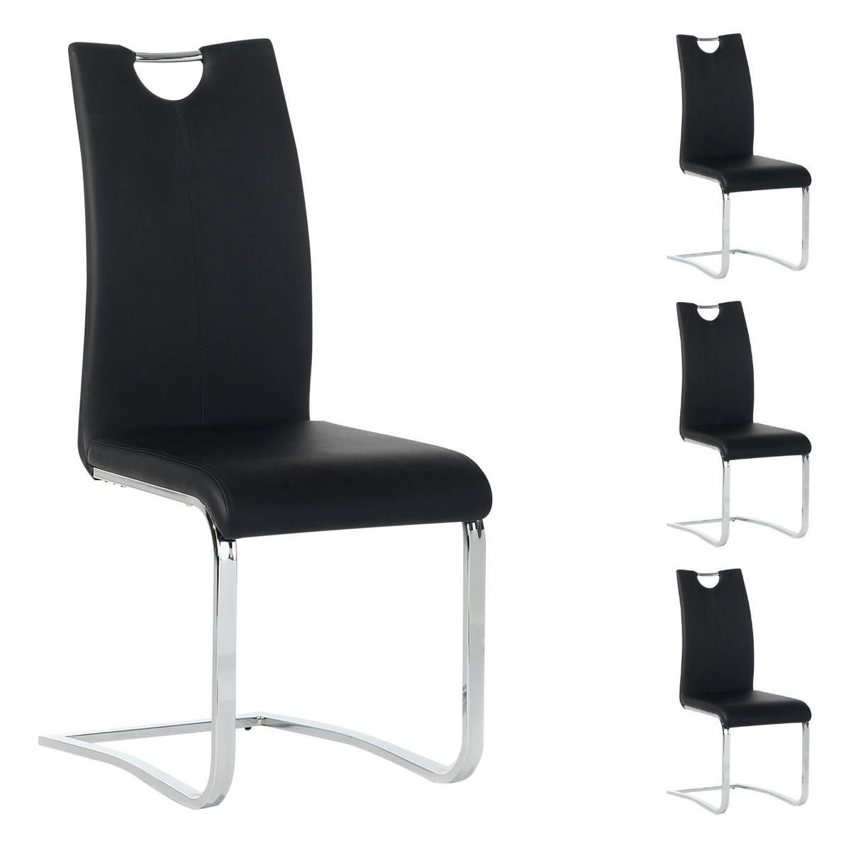 ESSZIMMERSTUHL SABA 4ER-SET - Schwarz, Textil/Metall (43/100/57cm) - IDIMEX