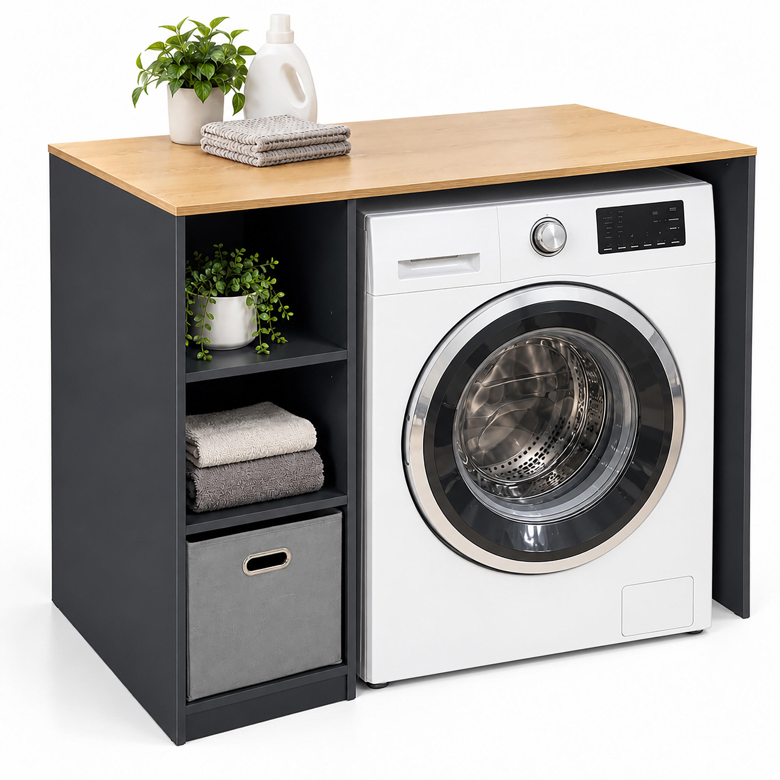 Relaxdays Waschmaschinenschrank Anthrazit 100x90x60 cm