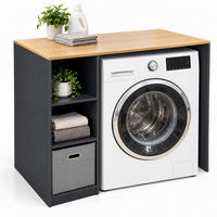 WASCHMASCHINENSCHRANK Anthrazit 3 Fächer - Anthrazit, Holzwerkstoff/Textil (100/90/60cm) - Relaxdays