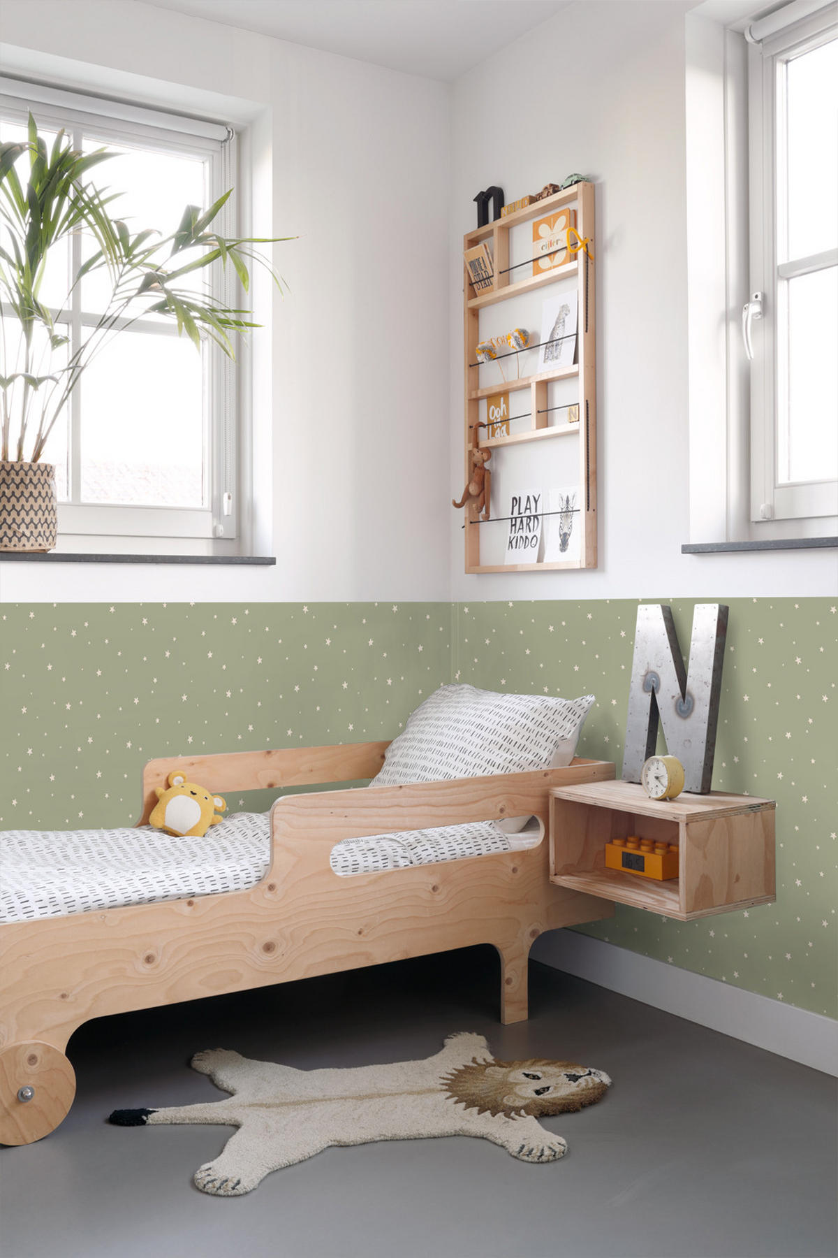 TAPETE kleine Sterne 53 cm x 10.05 m - Grün, Papier (53/0.1cm) - ESTAhome