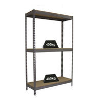 SCHWERLASTREGAL Wood Beast Three HxBxT 200 x 240 x 90 cm 3 Ebenen Fachlast 400 kg Grau - Grau, Metall (240/200/90cm) - PROREGAL