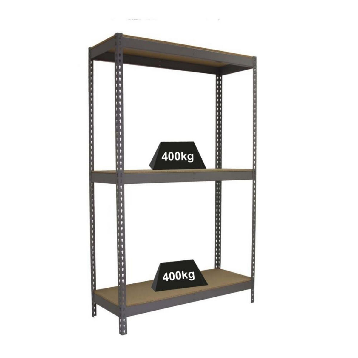 SCHWERLASTREGAL Wood Beast Three HxBxT 200 x 240 x 90 cm 3 Ebenen Fachlast 400 kg Grau - Grau, Metall (240/200/90cm) - PROREGAL