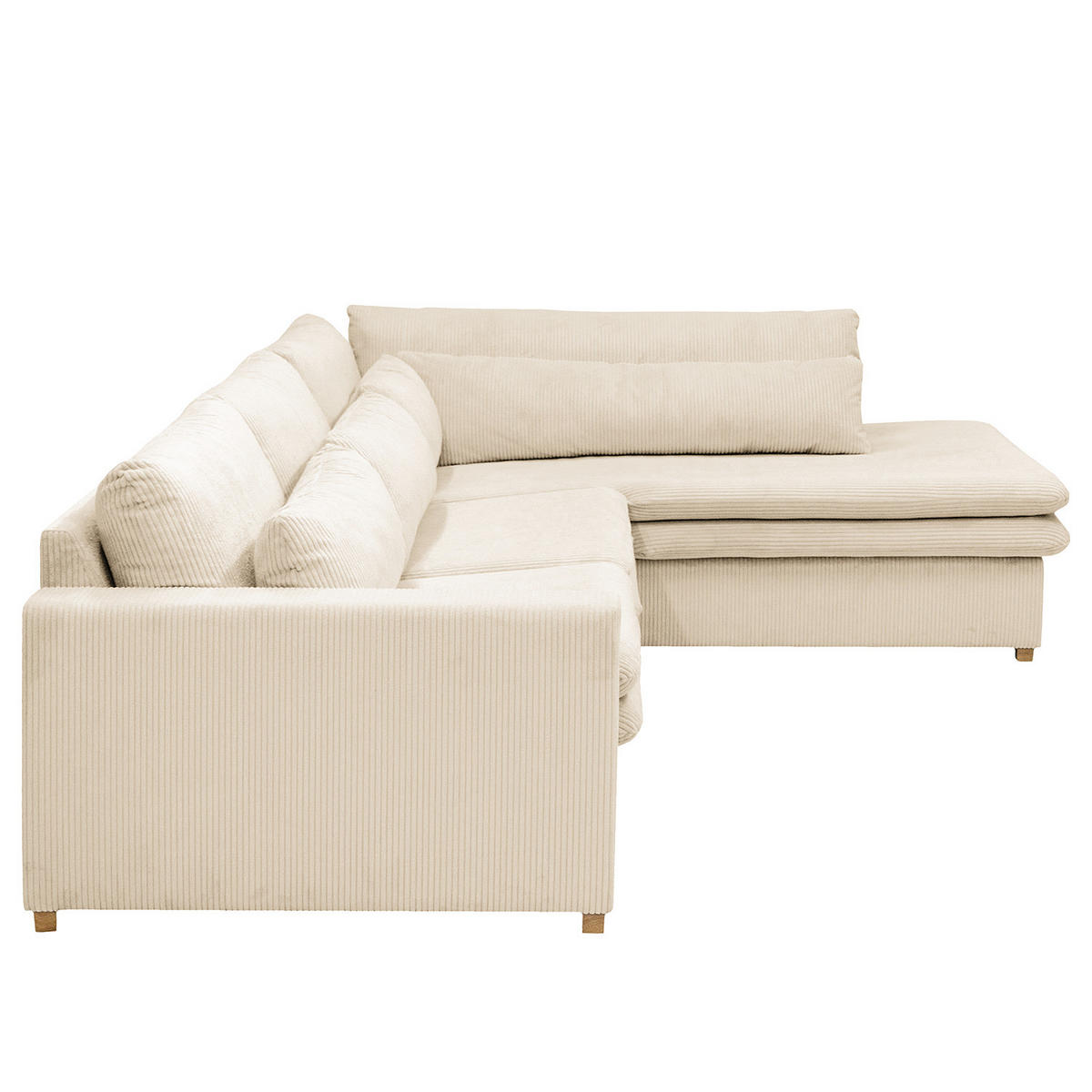 ECKSOFA mit Ottomane - Creme, Textil (299/216cm) - home24