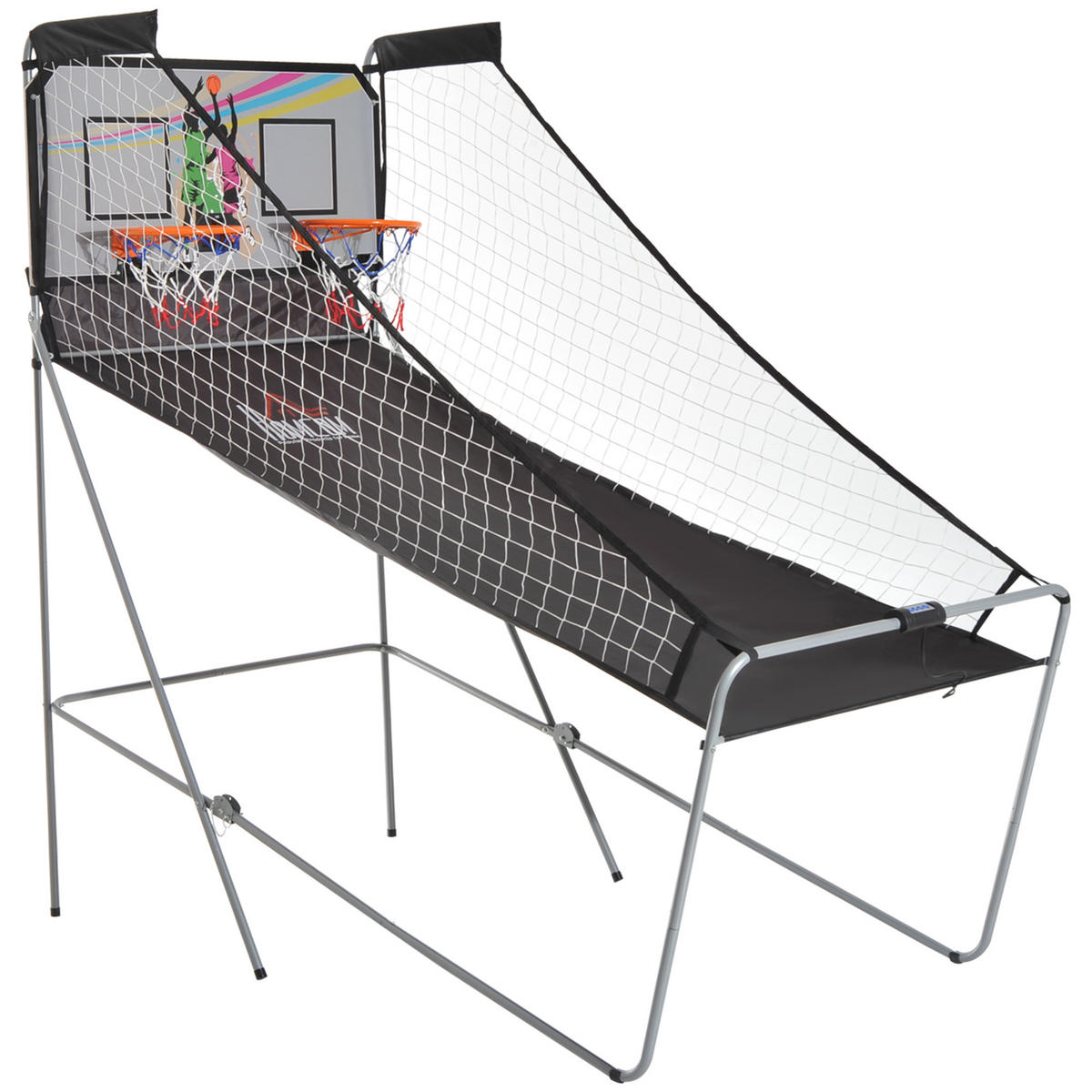 BASKETBALL-ARCADE DE-18659 klappbar, 2 Körbe, 8 Spielmodi Schwarz/Weiß - Schwarz, Holzwerkstoff (110/205cm) - ComfortXL