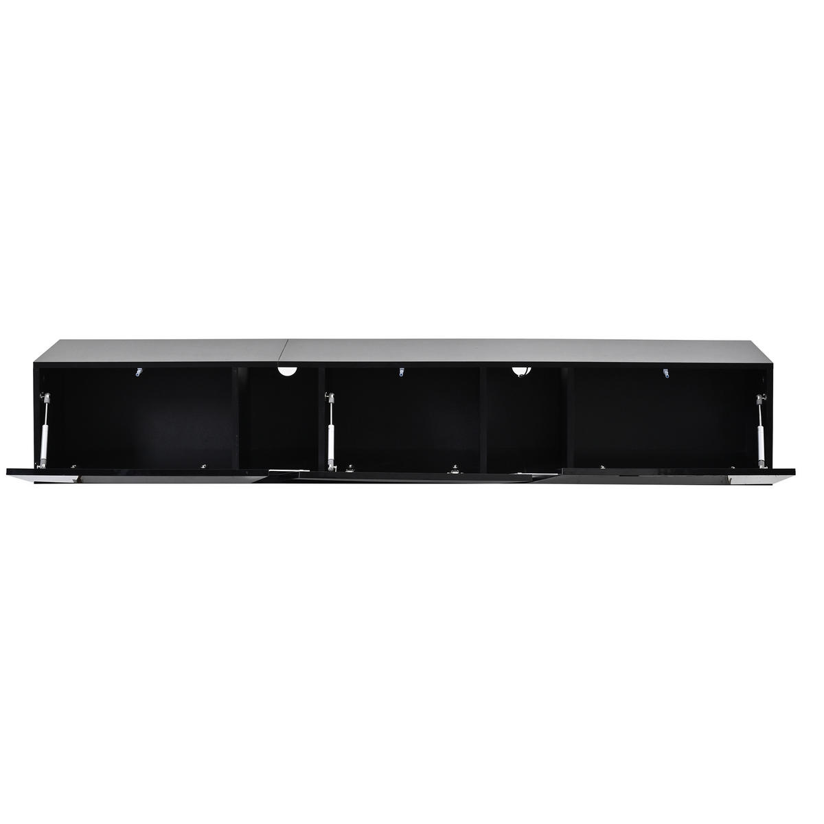 TV-ELEMENT 180/35/30 cm Hängend Hochglanz Schwarz mit LED-Beleuchtung und 3 Türen - Schwarz, Holzwerkstoff (35/30/180cm) - Korfee