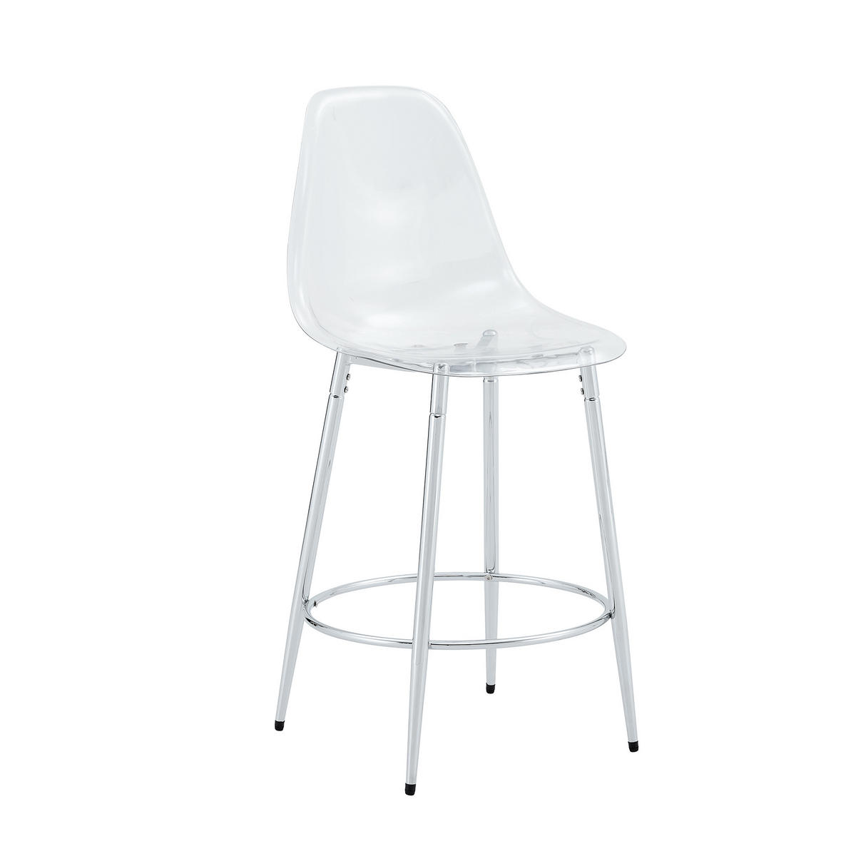 BARHOCKER 2er-Set Silber Transparent mit Rückenlehne und Fußstütze - Silberfarben, Metall (48.5/102/48.5cm) - PANGIVO