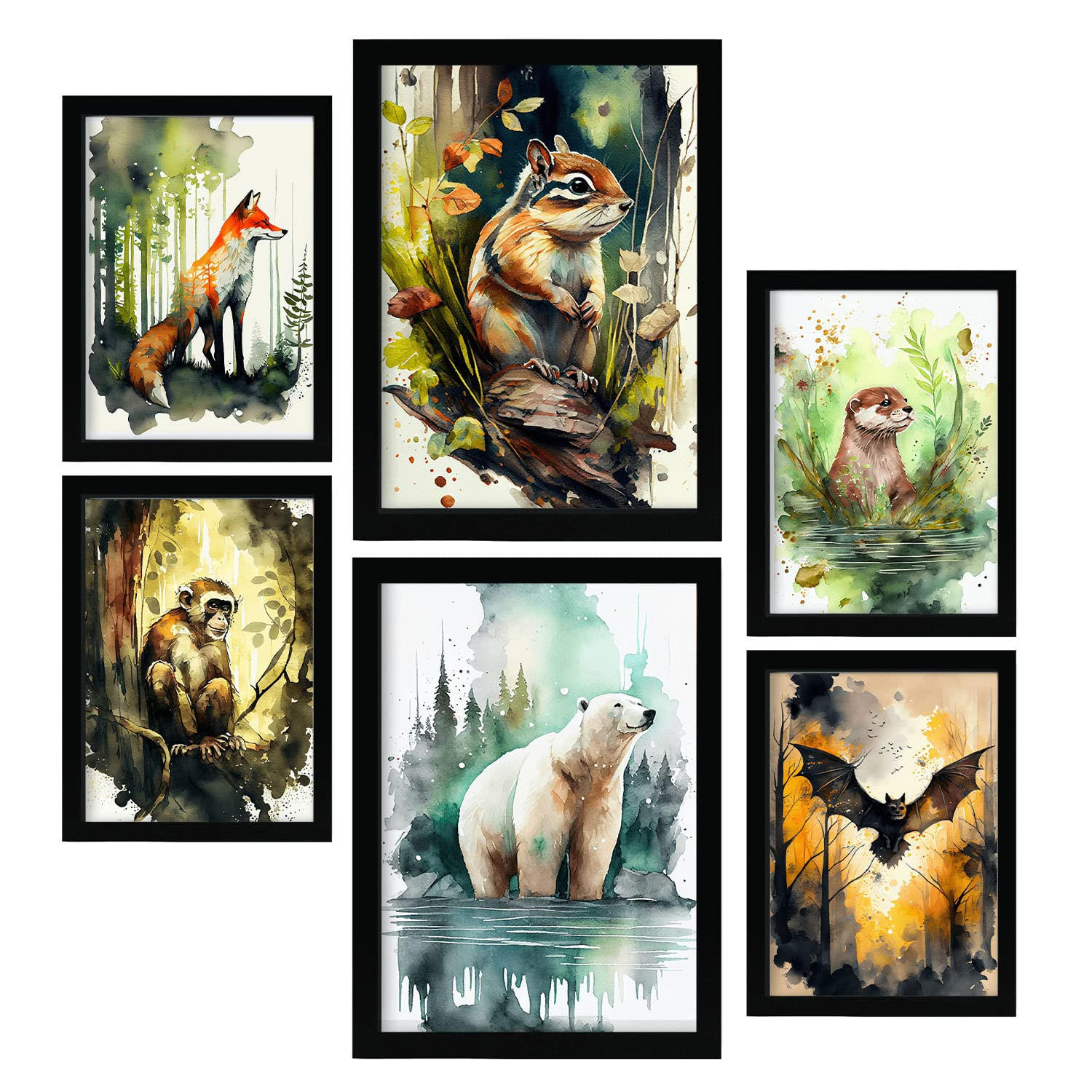 POSTER Set Mit 6 Lebensräume Illustrationen Von Tieren In Naturlandschaften A3 & A4 Rahmenlos - Klar, Papier (29/3cm) - Nacnic
