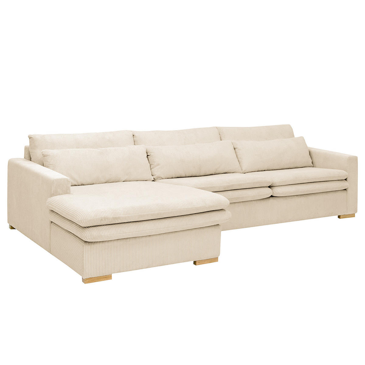 ECKSOFA mit Longchair - Creme, Textil (299/164cm) - home24