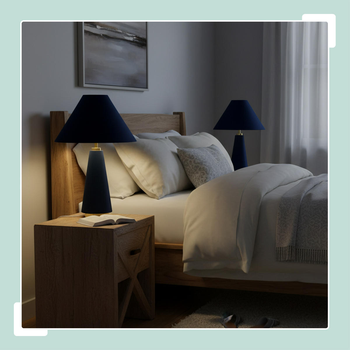 TISCHLAMPE - Dunkelblau, Textil/Metall (30/30/47cm) - Relaxdays