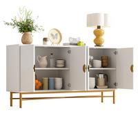 SIDEBOARD aus MDF und Spanplatte 160x40x82 cm Weiß mit 4 Türen, Soft-Close und strukturierter Front - Weiß, Holzwerkstoff (160/82/40cm) - Modfu