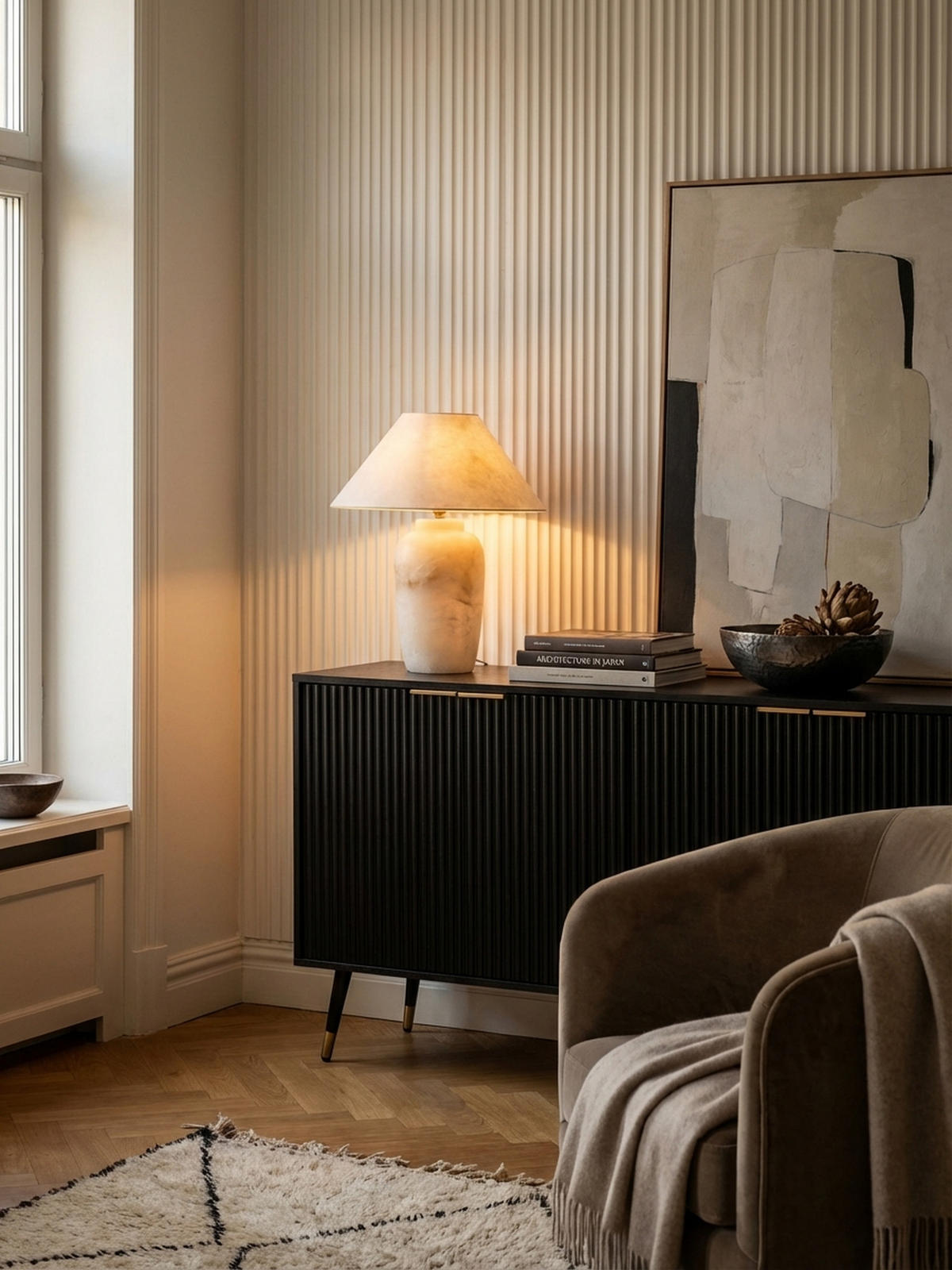 SIDEBOARD – Schwarz/Eiche-Dekor, 150x81x39 cm, mit Türen, Metallbeine - Goldfarben/Schwarz, Holzwerkstoff/Metall (150/81/39cm) - KADIMA DESIGN