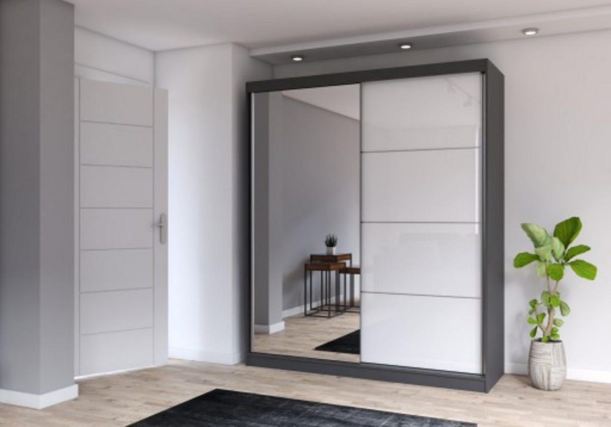 SCHIEBETÜRENSCHRANK - Ben 35s (Graphit, 233 cm) - Graphitfarben, Holzwerkstoff (233/218/61cm) - Möblo