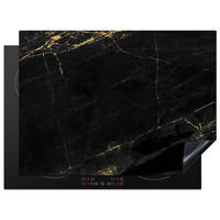 HERDABDECKPLATTE Marmor - Schwarz - Gold - Chic - Marmoroptik - Design Induktionsmatte 71x52 cm - Schwarz, Kunststoff (71/52/0.2cm) - MuchoWow