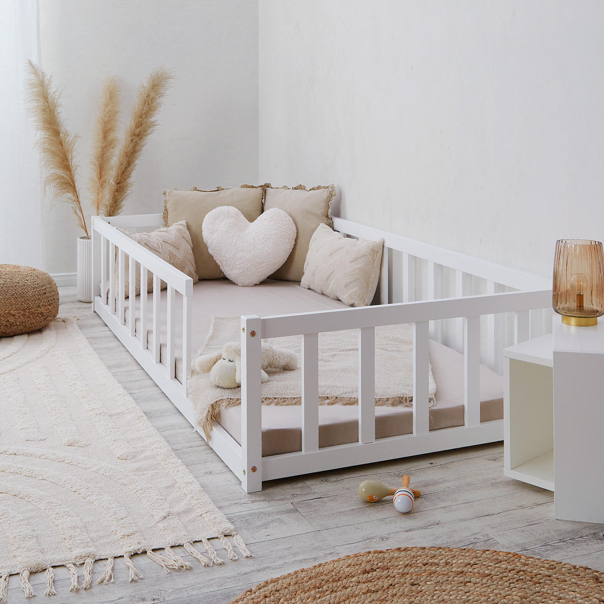 BODENBETT weiß 90/200 cm - Weiß, Holz (90/200cm) - Homestyle4u