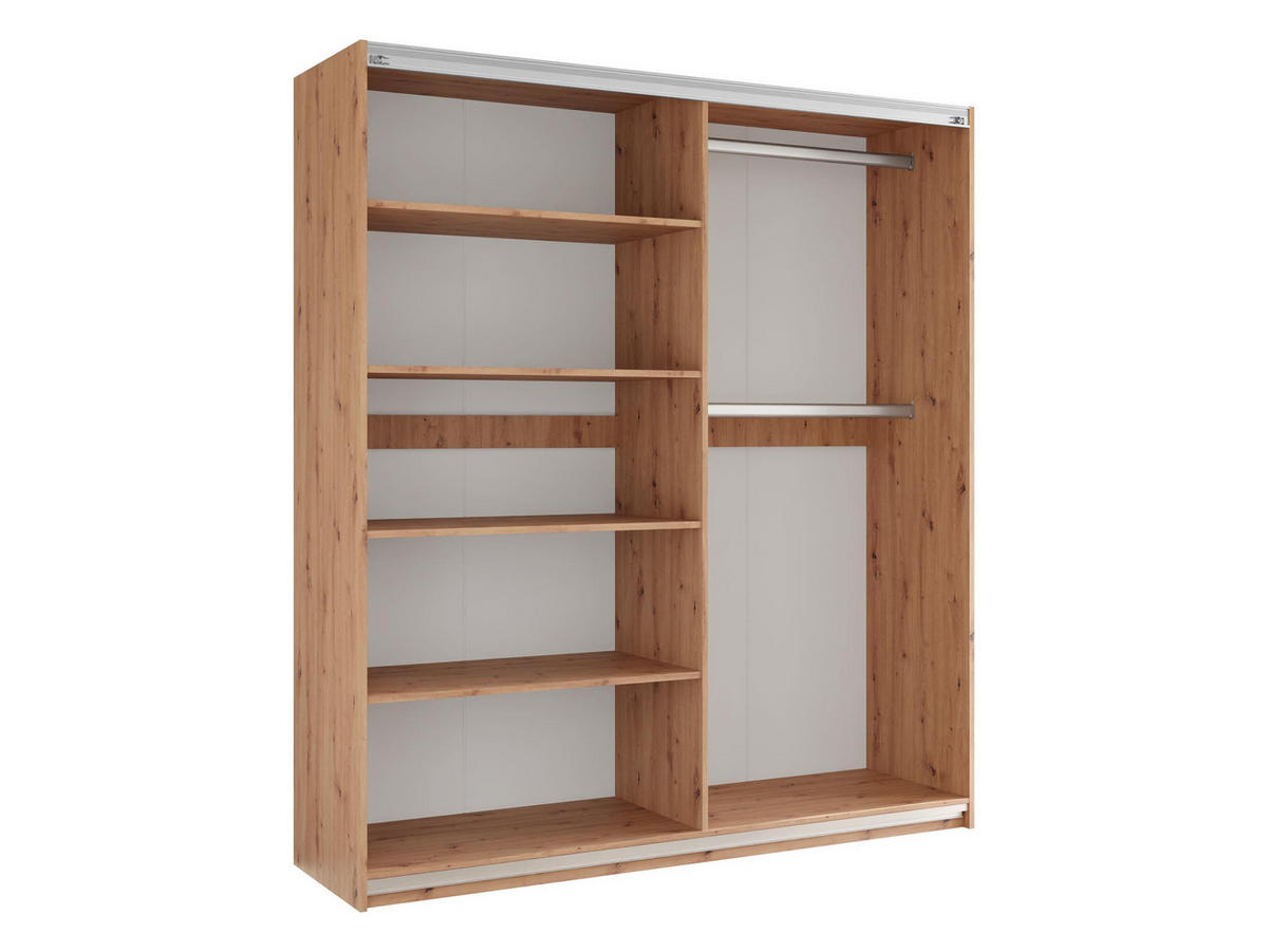 SCHIEBETÜRENSCHRANK Sinatra 203 - Schwarz/Eiche Artisan, Holzwerkstoff/Metall (203/215/65cm) - MIRJAN24