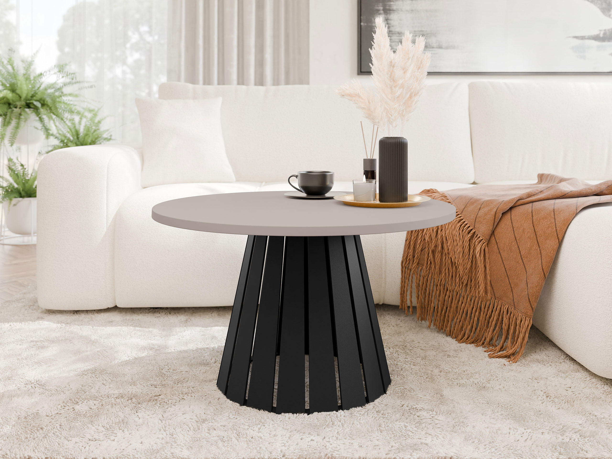 COUCHTISCH Circolo - Kaschmir/Schwarz, Holzwerkstoff/Metall (75/75/43cm) - MIRJAN24