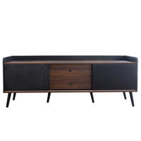 TV-LOWBOARD mit 2 Schiebetüren und 2 Schubladen 160 cm Schwarz - Schwarz, Holzwerkstoff (40/58/160cm) - Beauniv