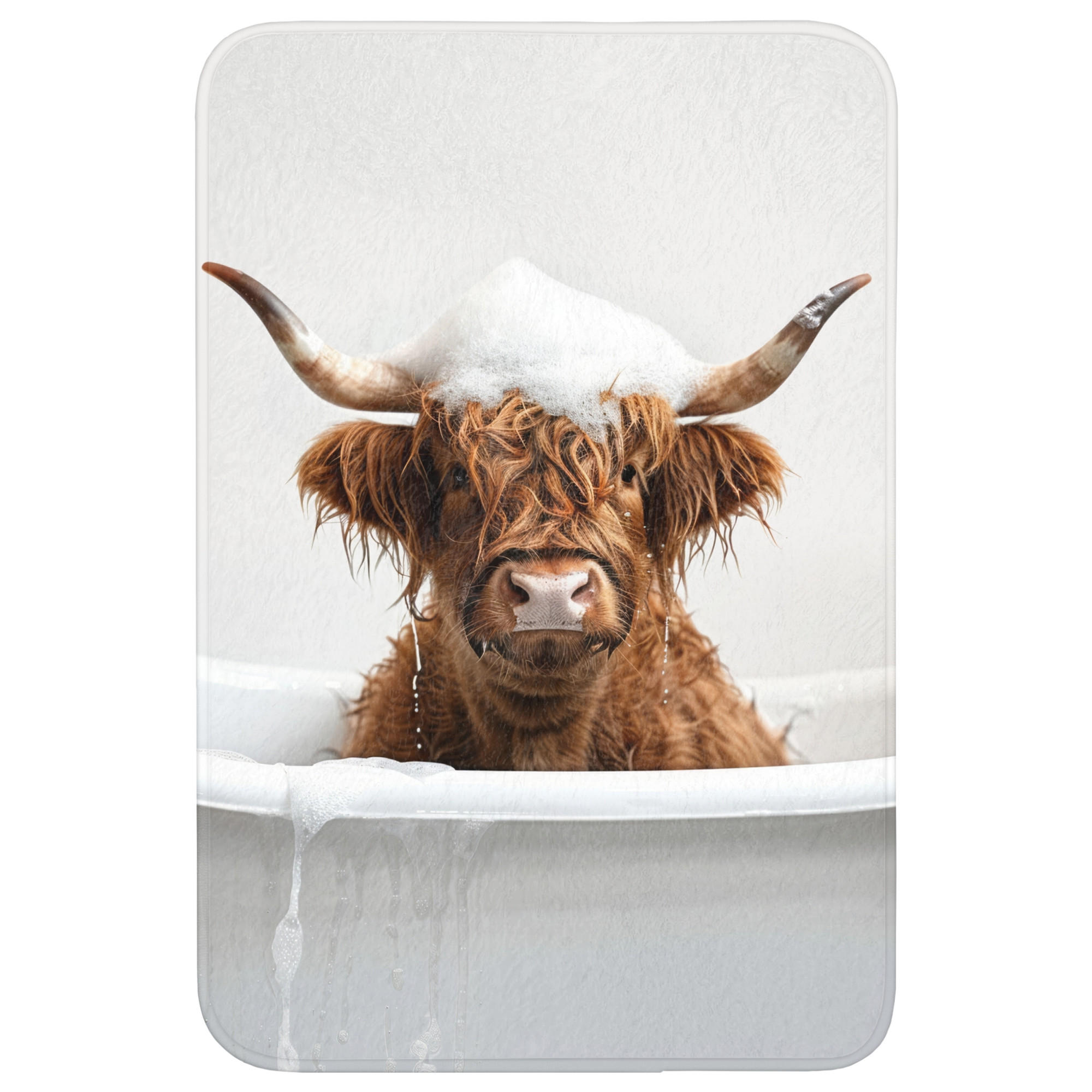 WC-VORLEGER Schottischer Highlander - Bad - Kuh - Tiere - Schaumstoff Toilettenvorleger 60x90 cm - Weiß, Kunststoff/Textil (60/90cm) - OnlyWow