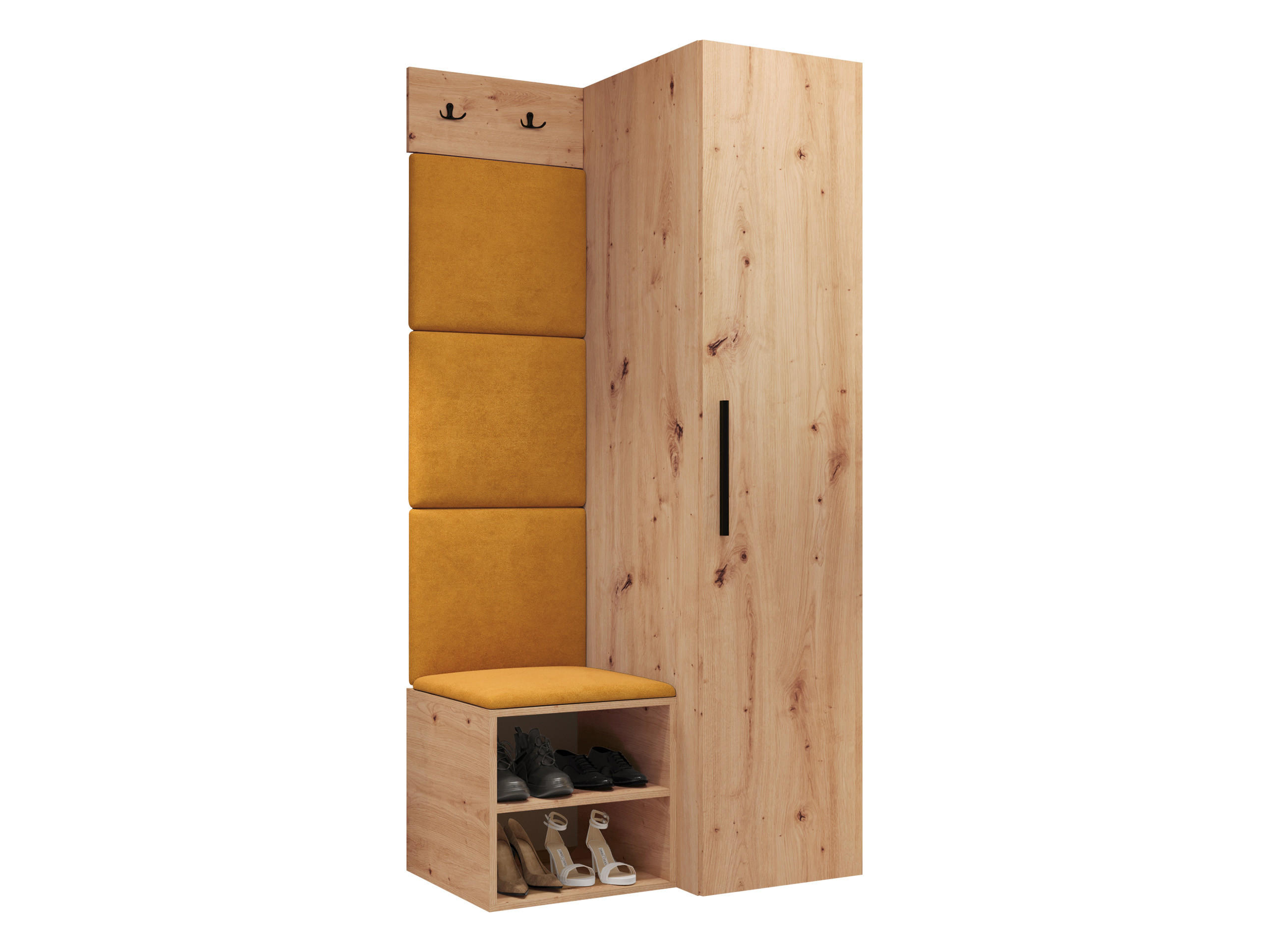 GARDEROBEN-SET Medi III - Schwarz/Orange, Holzwerkstoff/Kunststoff (40/191/50cm) - MIRJAN24