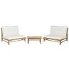 LOUNGE SET 2-Sitzer Hellbraun Auflagen cremeweiß Todi - Hellbraun/Creme, Holz - Beliani