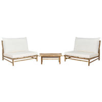 LOUNGE SET 2-Sitzer Hellbraun Auflagen cremeweiß Todi - Hellbraun/Creme, Holz - Beliani