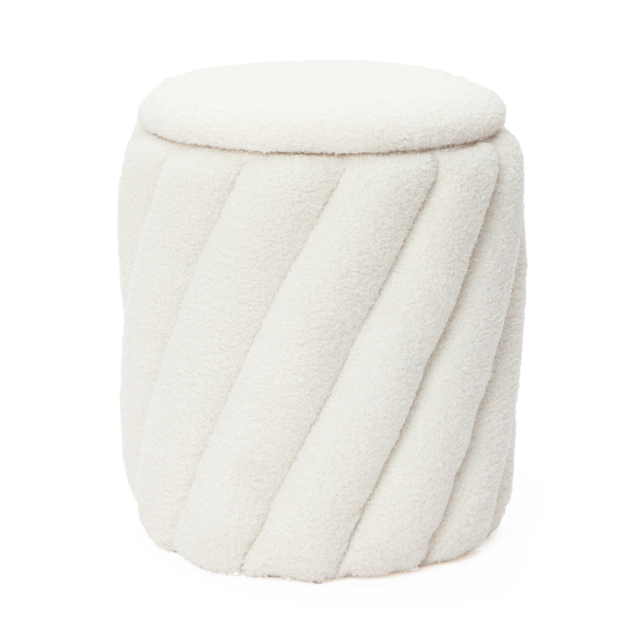 HOCKER mit Stauraum Rund Weiß - Weiß, Holzwerkstoff/Textil (40/45.5/40cm) - Hometopia