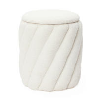 HOCKER mit Stauraum Rund Weiß - Weiß, Holzwerkstoff/Textil (40/45.5/40cm) - Hometopia