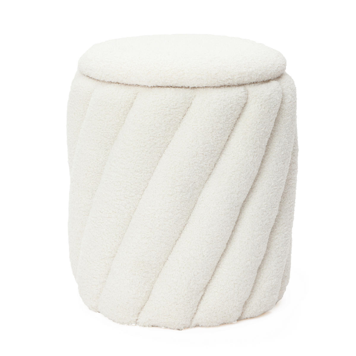 HOCKER mit Stauraum Rund Weiß - Weiß, Holzwerkstoff/Textil (40/45.5/40cm) - Hometopia