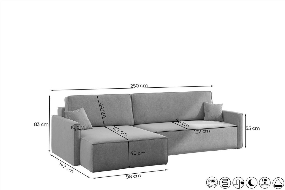 ECKSOFA Louis Salvador - Beige, Holzwerkstoff/Textil (250/142cm) - Fun Möbel