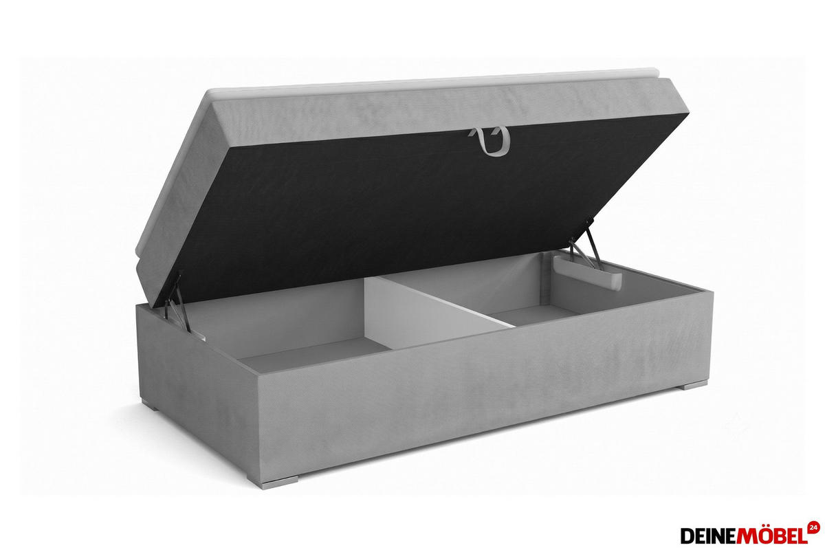 BOXBETT MATI 100/200 Anthrazit mit Taschen-Federkernmatratze H4 - Anthrazit, Holz/Holzwerkstoff (100/200cm) - Deine Möbel 24