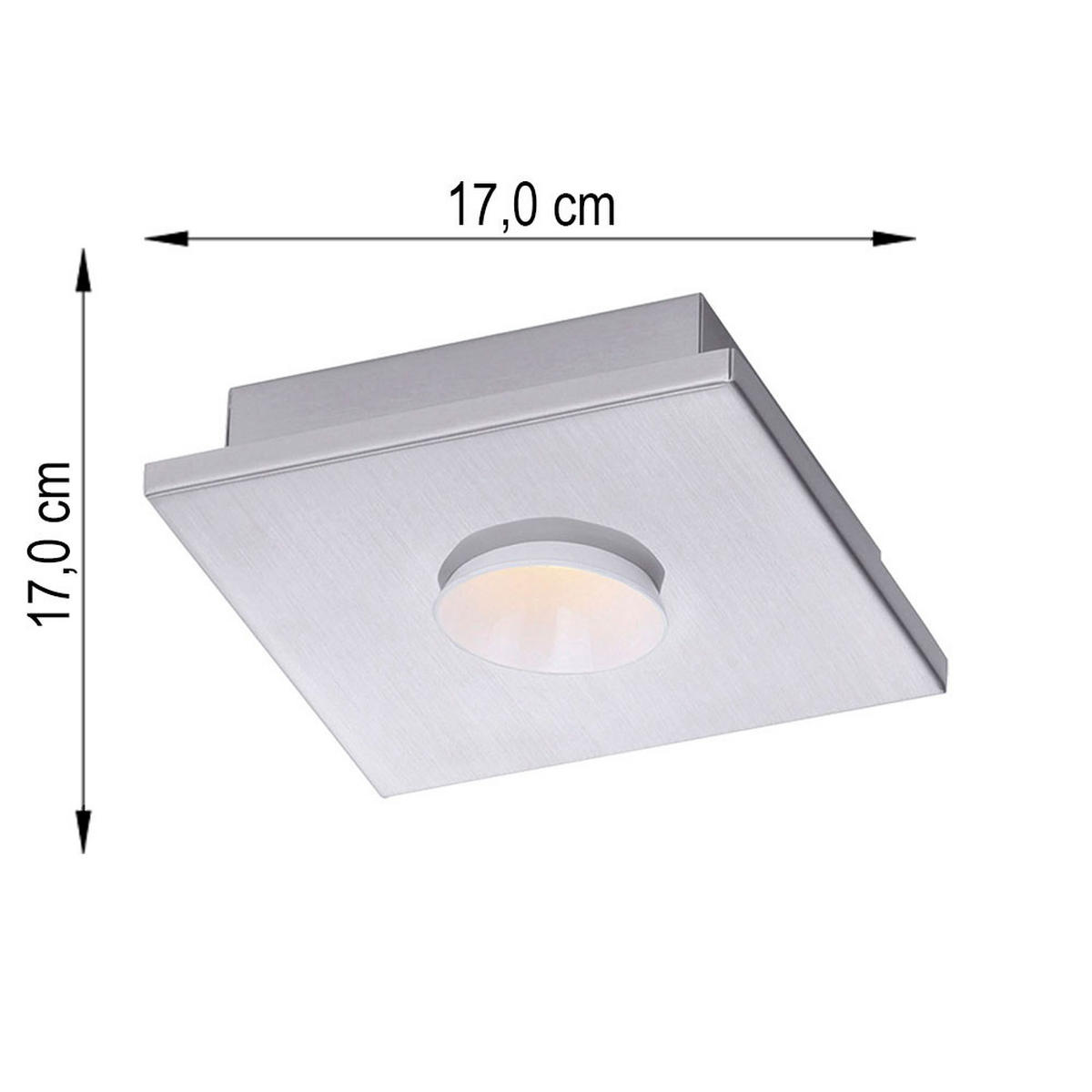 LED DECKENLEUCHTE Metall Silber 2er Set - Silberfarben, Metall (17/17/4cm)