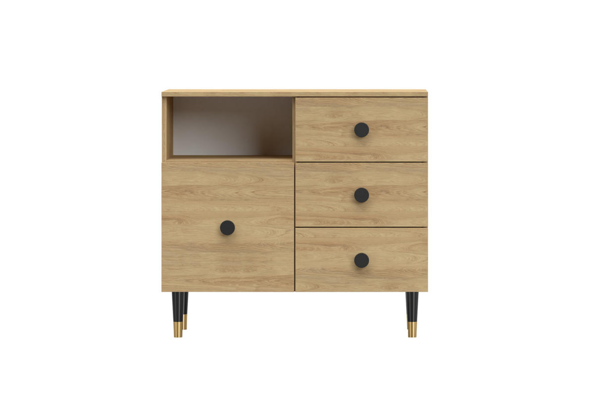 KOMMODE - Klein Kommode 3SD LAUX - Eichefarben, Holzwerkstoff (100/90/40cm) - Möblo