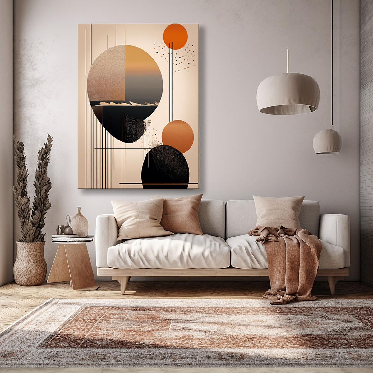 WANDBILD abstraktion geometrische formen - Beige, Textil (40/60cm) - Feeby