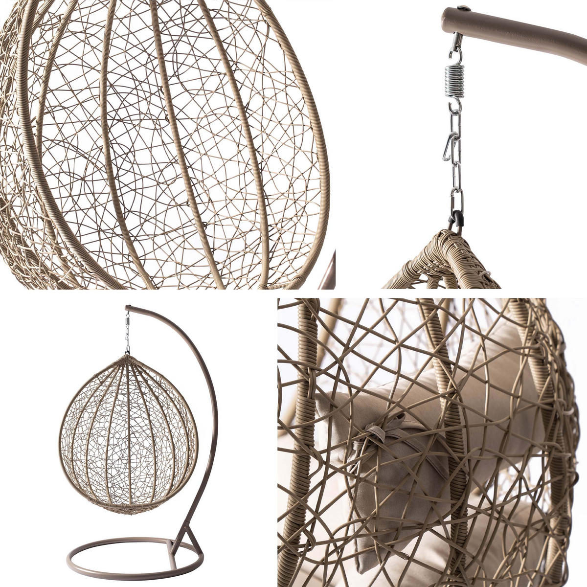 HÄNGESESSEL Savona - Hellgrau/Grau, Metall (106/195/105cm) - MIRJAN24