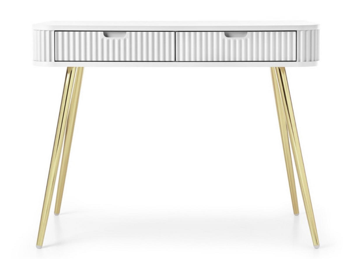 KONSOLENTISCH Weiß ZOJA Gefräst Mit Goldfarbenen Griffen - Weiß, Holzwerkstoff (49/49/80cm) - Sepro Meble