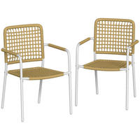 GARTENSTÜHLE 2er-Set DE-13348 geflochtene Harz-Optik & Armlehnen Gelb - Gelb, Metall (55/82/57cm) - ComfortXL