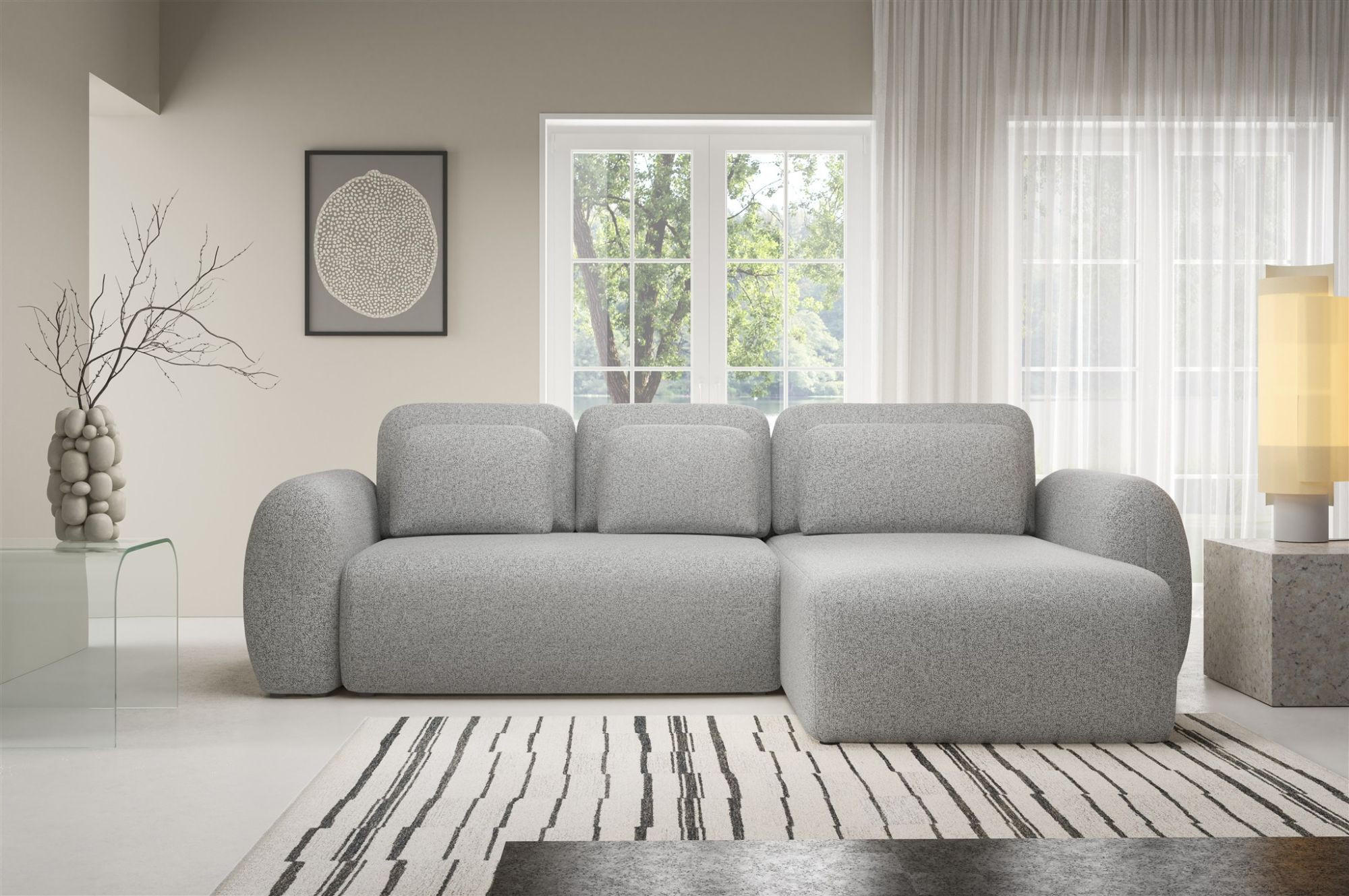 ECKSOFA Gaston Mit Schlaffunktion - Hellgrau, Holzwerkstoff/Textil (304/190cm) - Fun Möbel